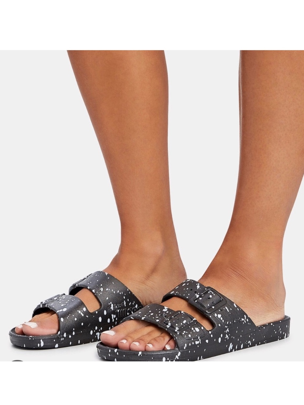 BNWT Freedom Moses Women’s Black Speckled Slide Sandals
